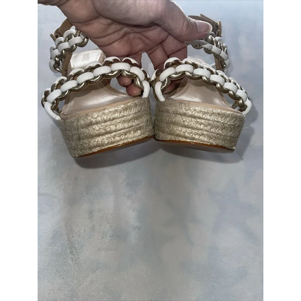 Schutz Juliet Platform Woven Leather & Suede Sandals Heels Sz 10.5